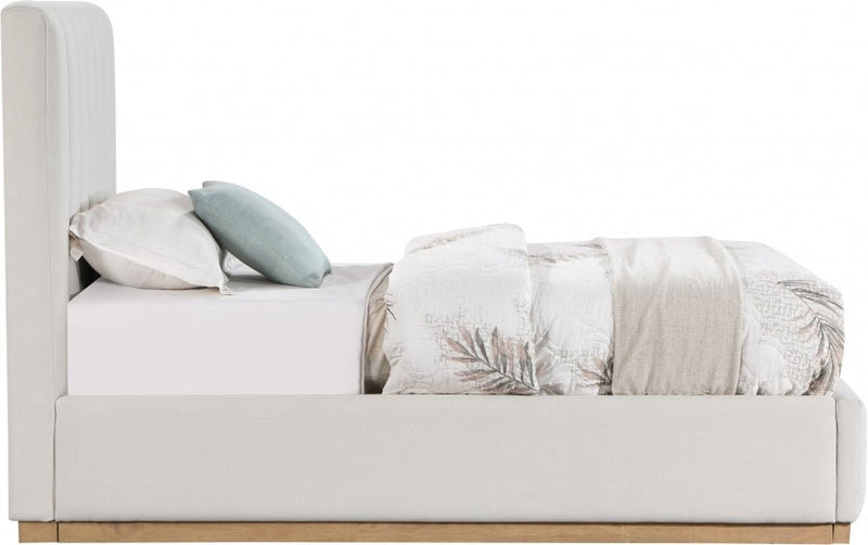 Lucia Linen Textured Fabric Twin Bed Cream - Gate FurnitureTwin Bed