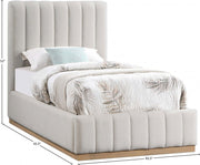 Lucia Linen Textured Fabric Twin Bed Cream - Gate FurnitureTwin Bed