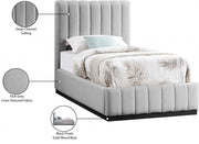 Lucia Linen Textured Fabric Twin Bed Grey - Gate FurnitureTwin Bed