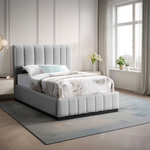 Lucia Linen Textured Fabric Twin Bed Grey - Gate FurnitureTwin Bed