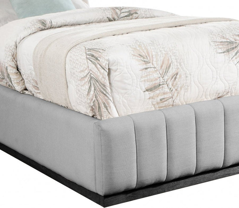 Lucia Linen Textured Fabric Twin Bed Grey - Gate FurnitureTwin Bed