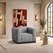 Lucia Linen Textured Fabric Upholstered Living Room Chair in Grey - 655Grey-C