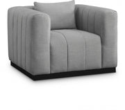 Lucia Linen Textured Fabric Upholstered Living Room Chair in Grey - 655Grey-C