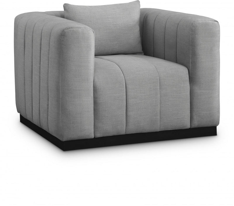 Lucia Linen Textured Fabric Upholstered Living Room Chair in Grey - 655Grey-C