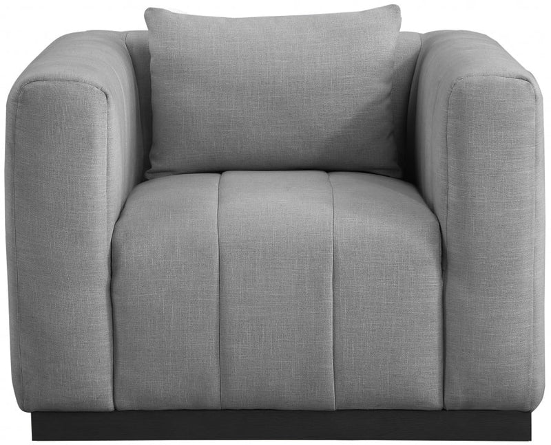 Lucia Linen Textured Fabric Upholstered Living Room Chair in Grey - 655Grey-C