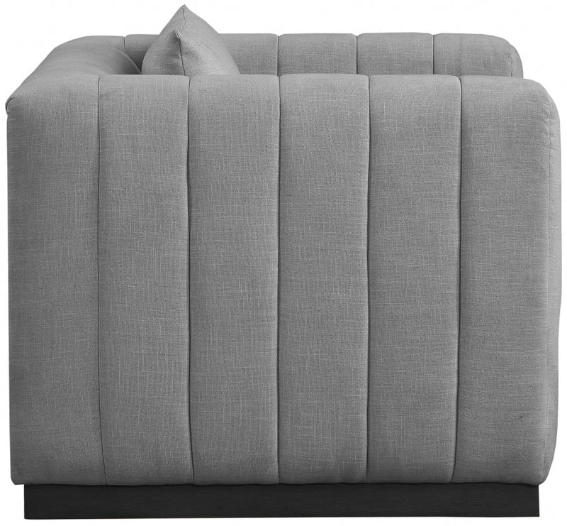 Lucia Linen Textured Fabric Upholstered Living Room Chair in Grey - 655Grey-C