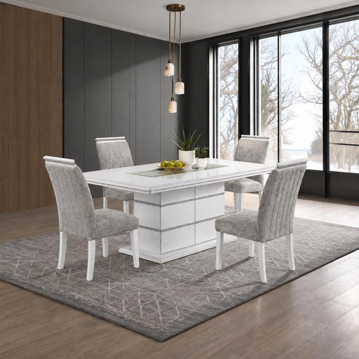 Lucia - White and Gray 5PC Dining Set, Dining Table and 4 Dining Chairs - D200-5PC-Set