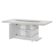 Lucia - White Dining Table with Crystal-Accent Details, Glass Insert Top, and Storage Base - D200-Table