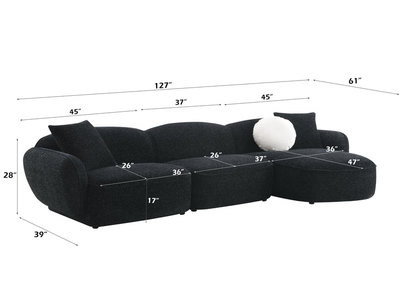 Lucifer Sectional Sofa w/3 Pillows - LV03525