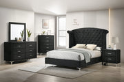 Lucinda Black Queen Upholstered Wingback Panel Bed - Gate FurnitureQueen Bed
