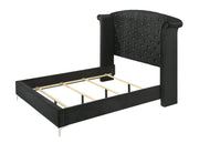 Lucinda Black Queen Upholstered Wingback Panel Bed - Gate FurnitureQueen Bed
