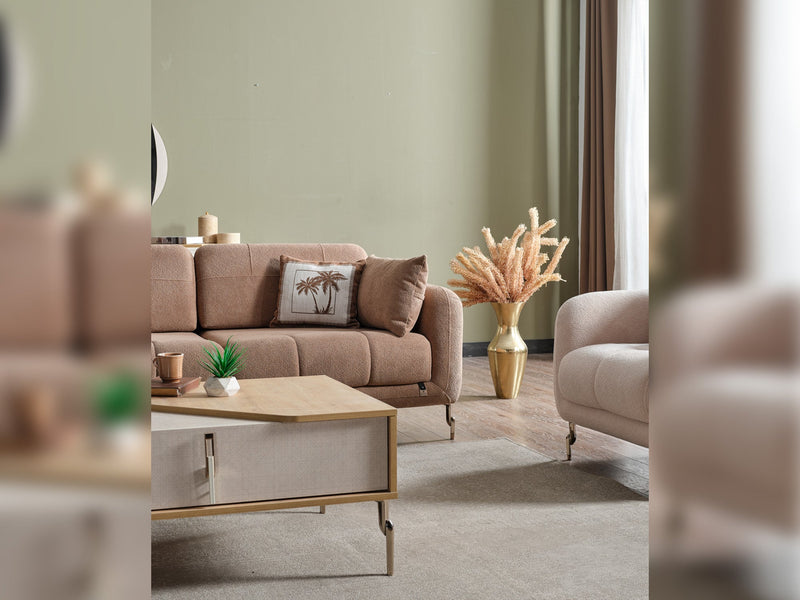 Lugano 3-pieces (Sofa & Loveseat & Relax Chair) Livingroom in Cream - Brick - 200-ELIF-LUG-A227-321R
