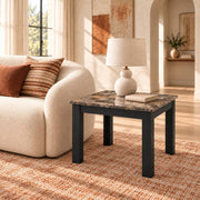 Luna - 3PC Brown Faux Marble Top Coffee Table Set, Coffee Table and 2 End Tables - T607-3PC-Set