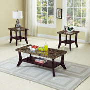 Luna - 3PC Gray Faux Marble Top Coffee Table Set, Coffee Table and 2 End Tables - T606-3PC-Set