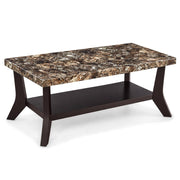 Luna - 3PC Gray Faux Marble Top Coffee Table Set, Coffee Table and 2 End Tables - T606-3PC-Set