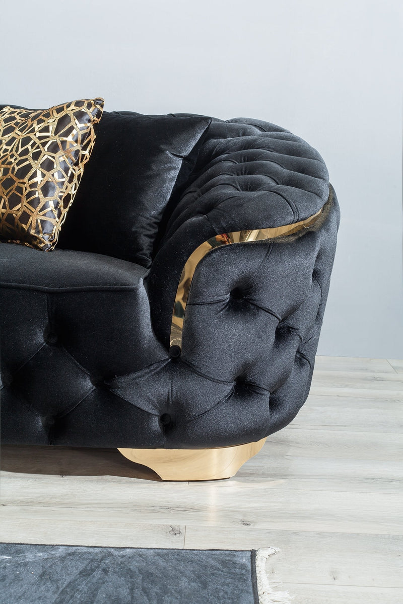 Lupino Black Velvet Sofa & Loveseat - LUPINOBLACK-SL