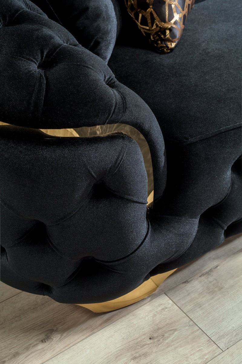 Lupino Black Velvet Sofa & Loveseat - LUPINOBLACK-SL