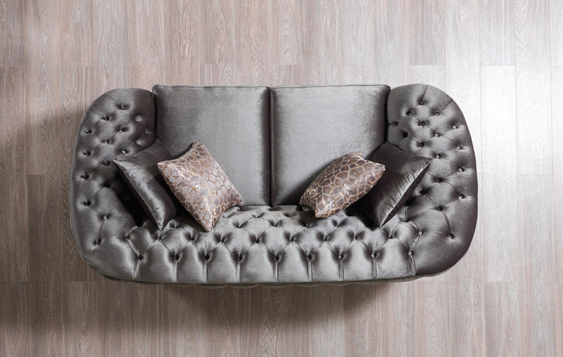Lupino Gray Velvet Sofa & Loveseat - Gate FurnitureLiving Room Set