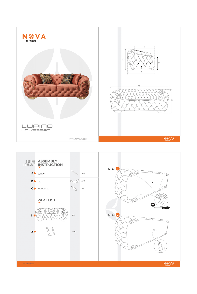 Lupino Gray Velvet Sofa & Loveseat - Gate FurnitureLiving Room Set