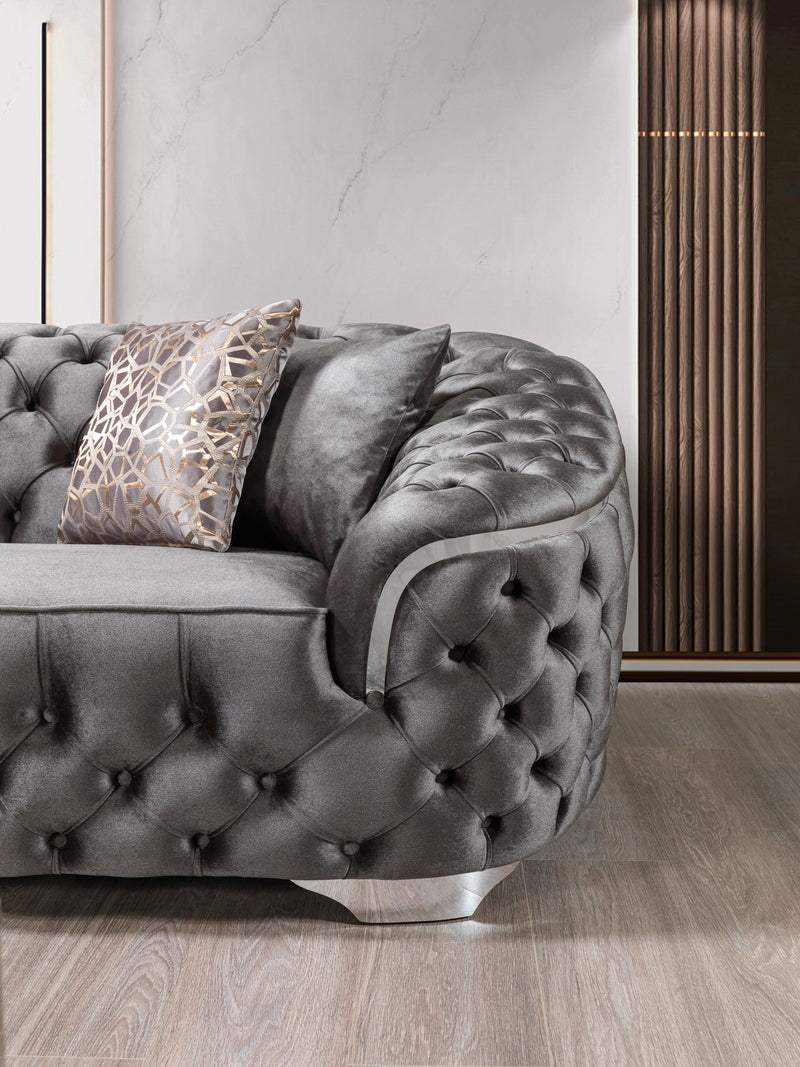 Lupino Gray Velvet Sofa & Loveseat - Gate FurnitureLiving Room Set