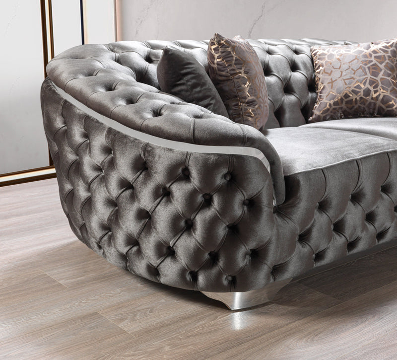 Lupino Gray Velvet Sofa & Loveseat - Gate FurnitureLiving Room Set