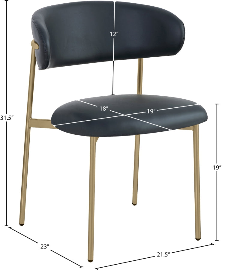 Lupita Vegan Leather Upholstered Dining Chair in Black, Set of 2 - 759Black-C