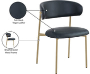 Lupita Vegan Leather Upholstered Dining Chair in Black, Set of 2 - 759Black-C