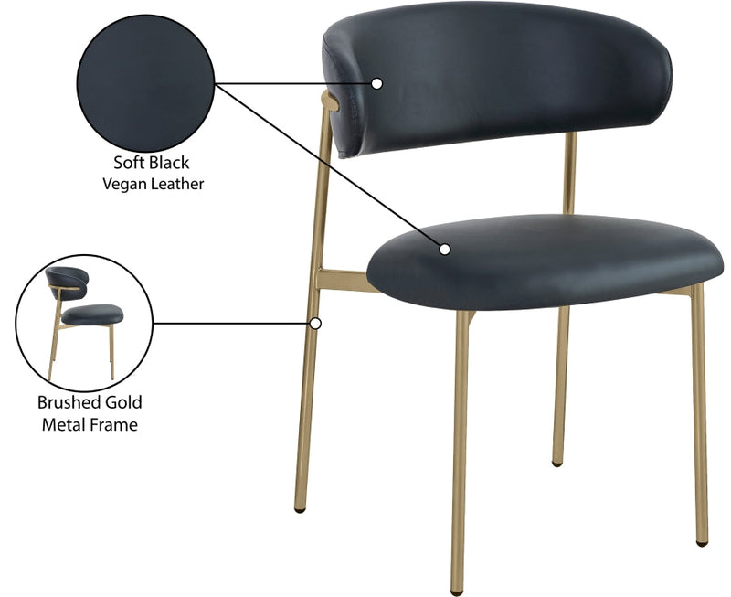 Lupita Vegan Leather Upholstered Dining Chair in Black, Set of 2 - 759Black-C