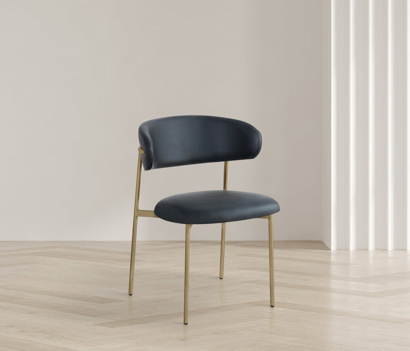 Lupita Vegan Leather Upholstered Dining Chair in Black, Set of 2 - 759Black-C