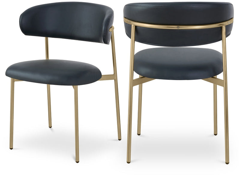 Lupita Vegan Leather Upholstered Dining Chair in Black, Set of 2 - 759Black-C
