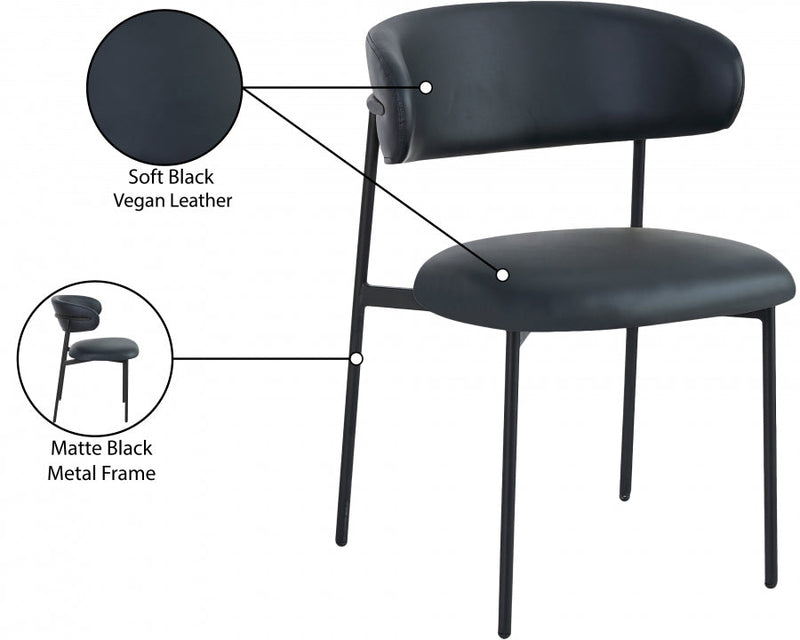 Lupita Vegan Leather Upholstered Dining Chair in Black, Set of 2 - 760Black-C