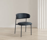 Lupita Vegan Leather Upholstered Dining Chair in Black, Set of 2 - 760Black-C