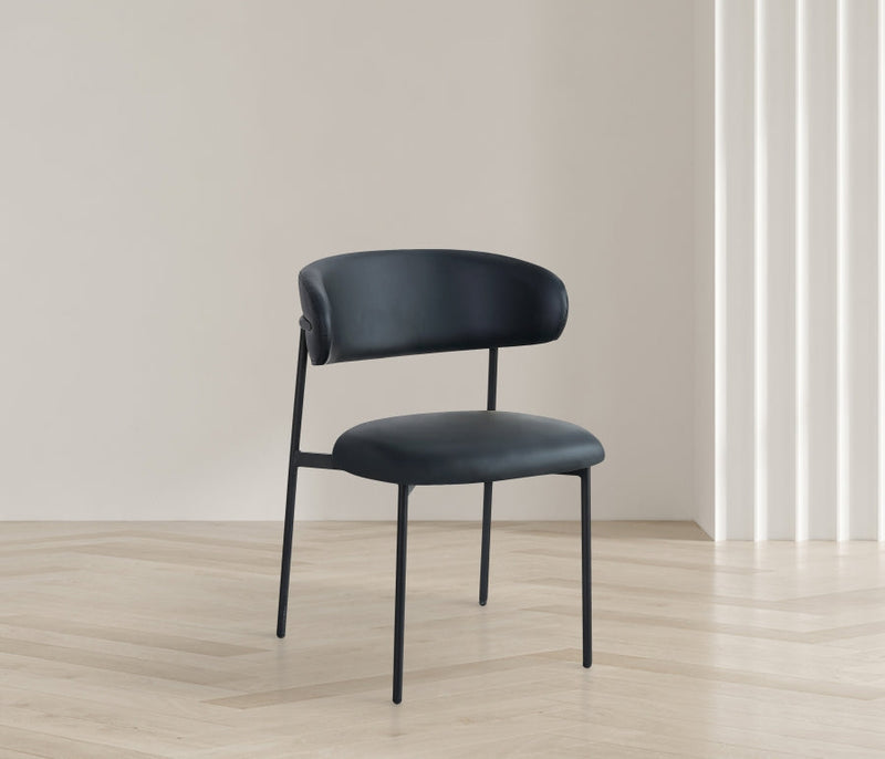 Lupita Vegan Leather Upholstered Dining Chair in Black, Set of 2 - 760Black-C