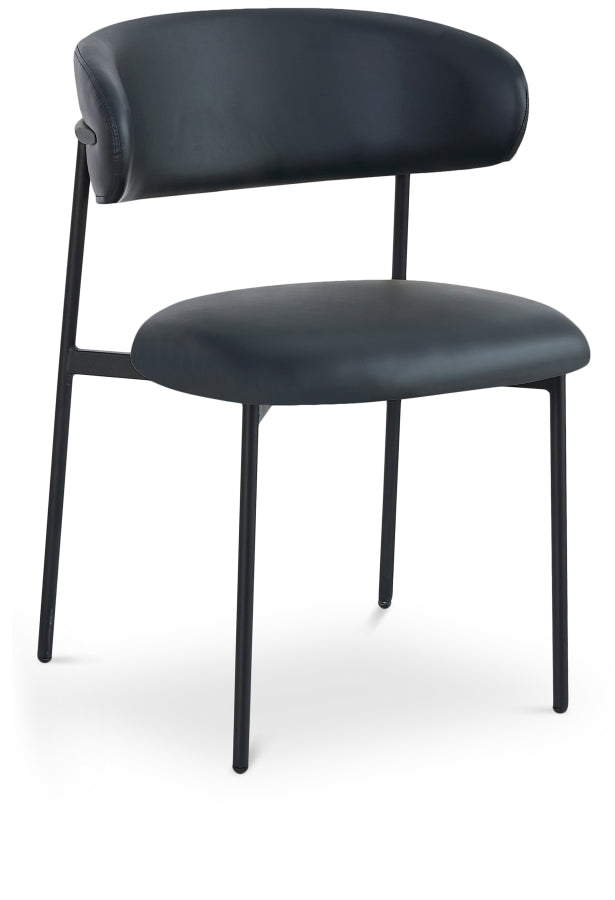 Lupita Vegan Leather Upholstered Dining Chair in Black, Set of 2 - 760Black-C