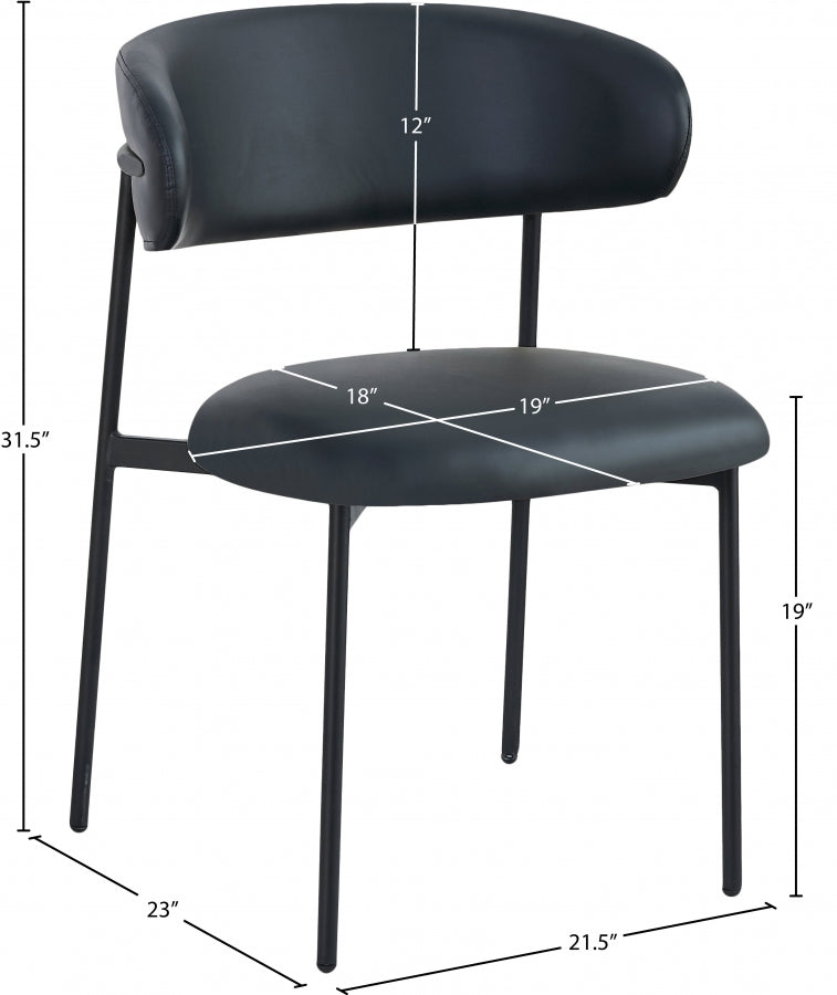 Lupita Vegan Leather Upholstered Dining Chair in Black, Set of 2 - 760Black-C