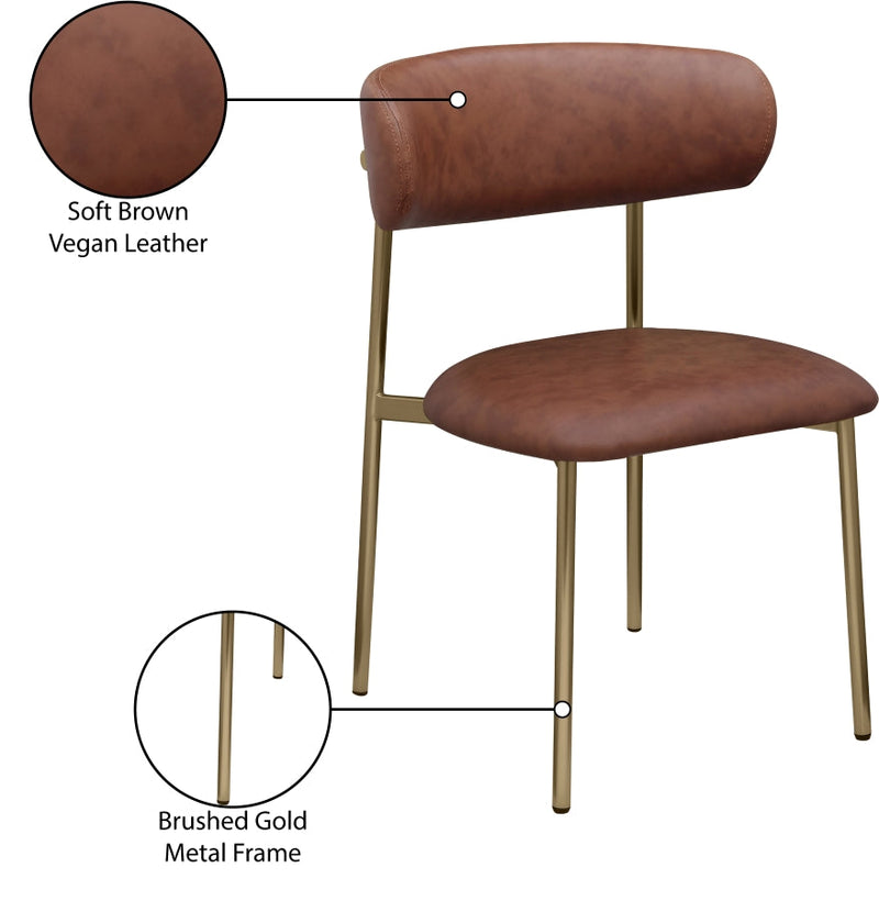 Lupita Vegan Leather Upholstered Dining Chair in Brown, Set of 2 - 759Brown-C