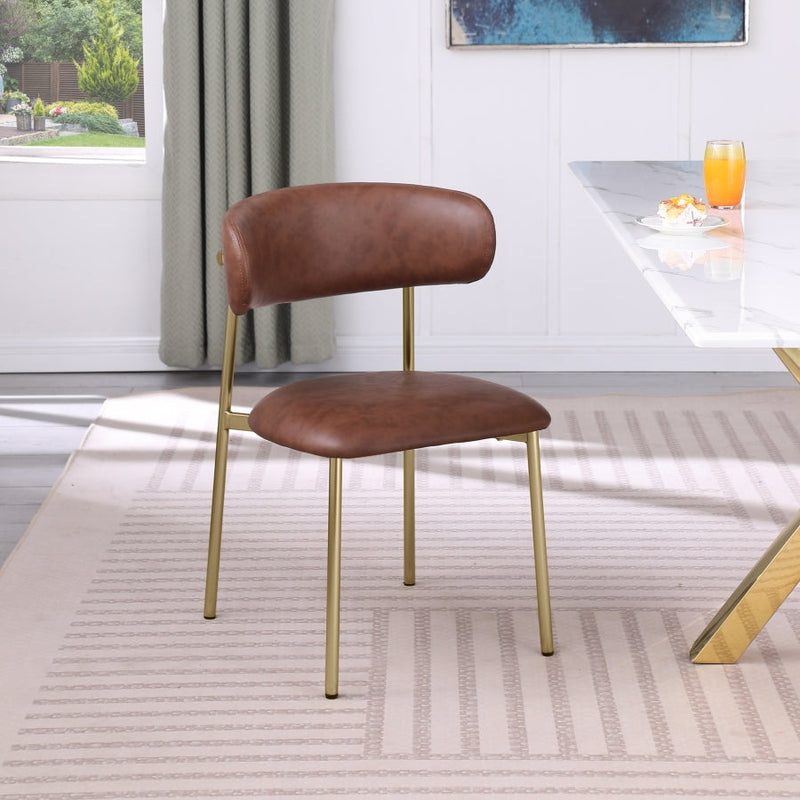 Lupita Vegan Leather Upholstered Dining Chair in Brown, Set of 2 - 759Brown-C