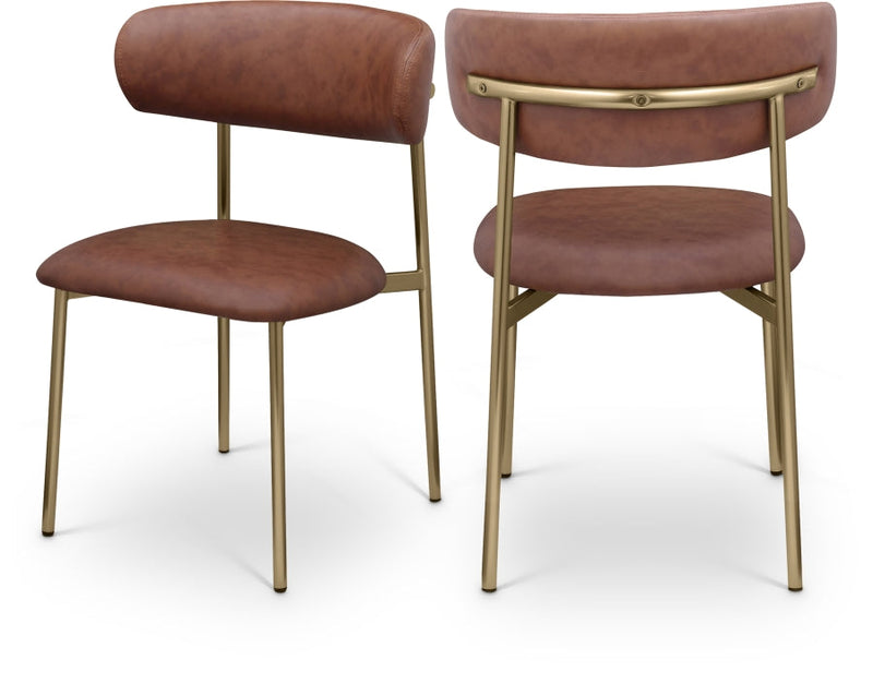 Lupita Vegan Leather Upholstered Dining Chair in Brown, Set of 2 - 759Brown-C
