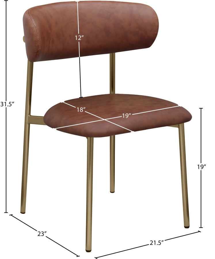 Lupita Vegan Leather Upholstered Dining Chair in Brown, Set of 2 - 759Brown-C