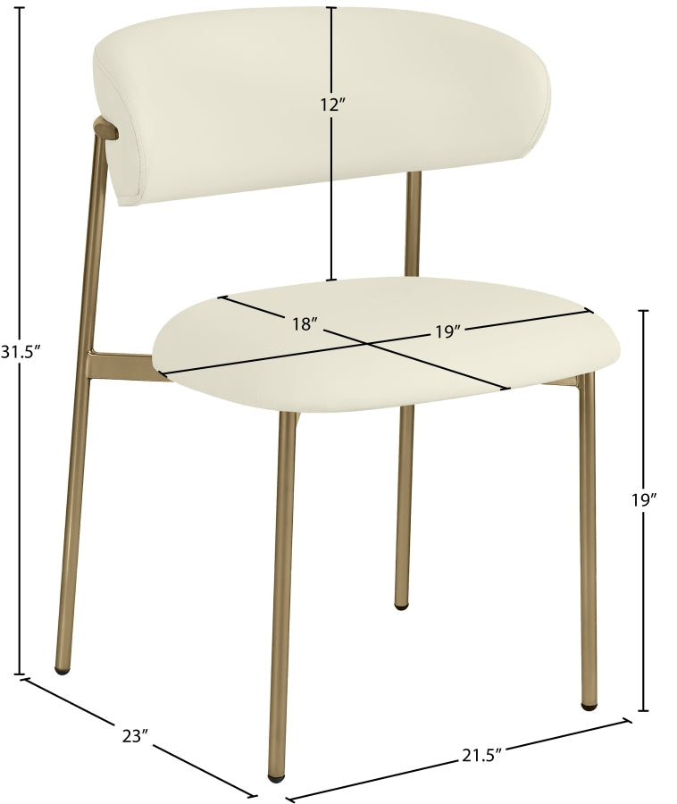 Lupita Vegan Leather Upholstered Dining Chair in Cream, Set of 2 - 759Cream-C