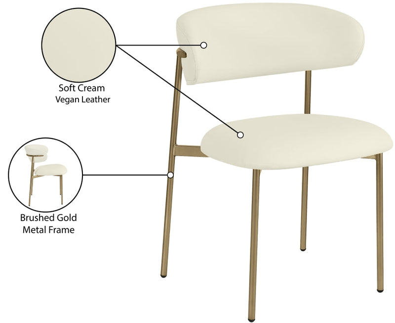 Lupita Vegan Leather Upholstered Dining Chair in Cream, Set of 2 - 759Cream-C