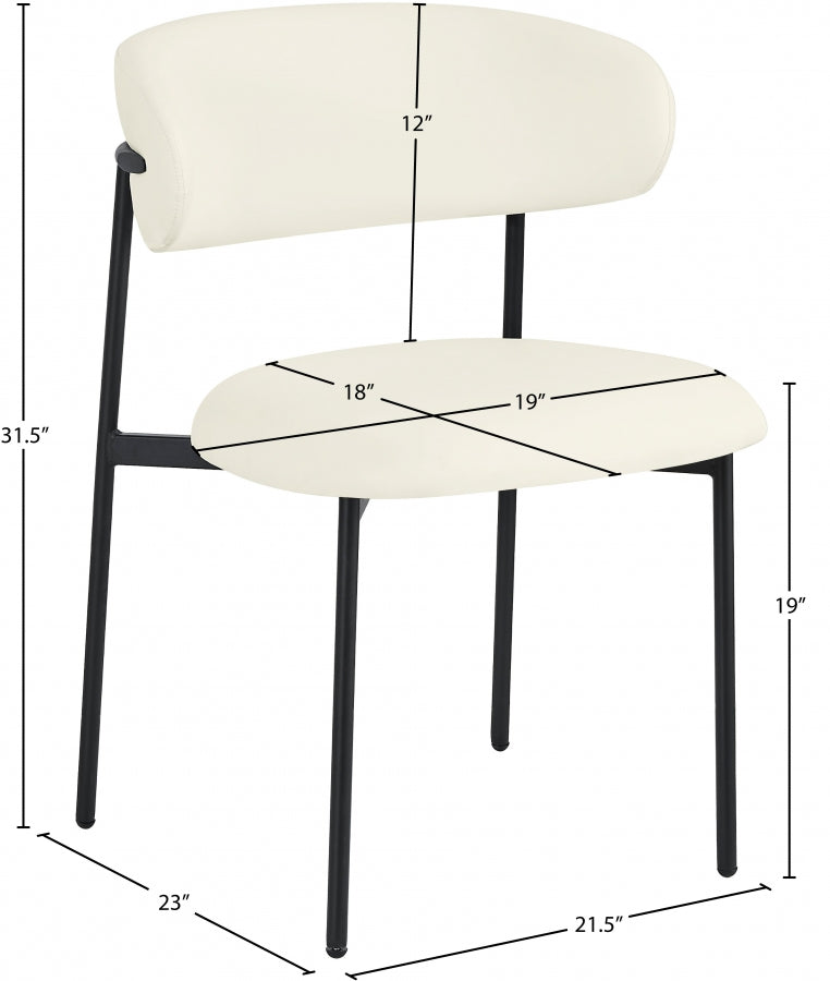 Lupita Vegan Leather Upholstered Dining Chair in Cream, Set of 2 - 760Cream-C