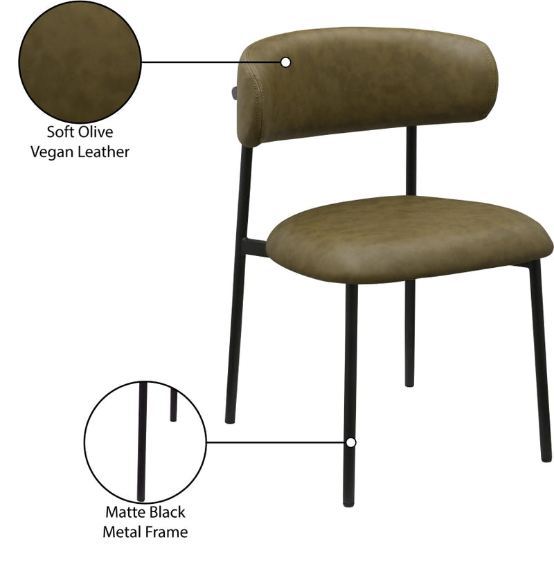 Lupita Vegan Leather Upholstered Dining Chair in Olive, Set of 2 - 760Olive-C