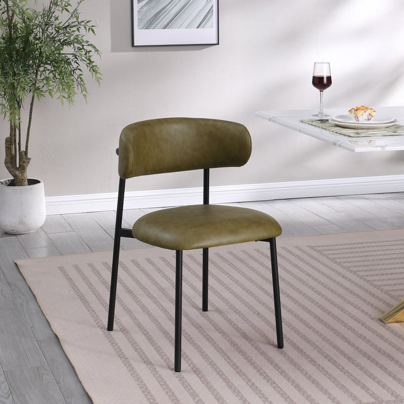 Lupita Vegan Leather Upholstered Dining Chair in Olive, Set of 2 - 760Olive-C