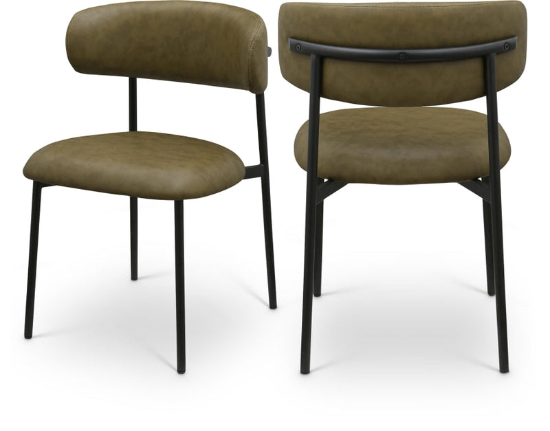 Lupita Vegan Leather Upholstered Dining Chair in Olive, Set of 2 - 760Olive-C