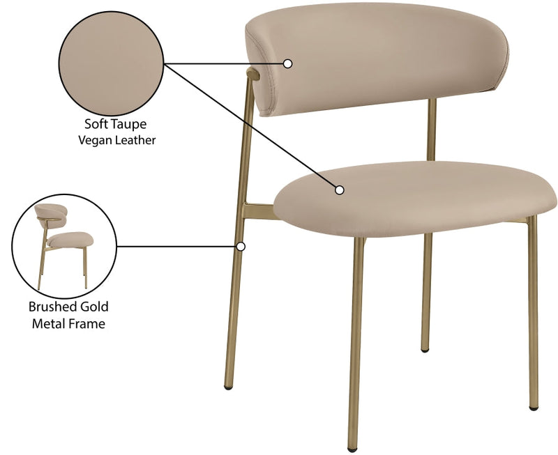 Lupita Vegan Leather Upholstered Dining Chair in Taupe, Set of 2 - 759Taupe-C