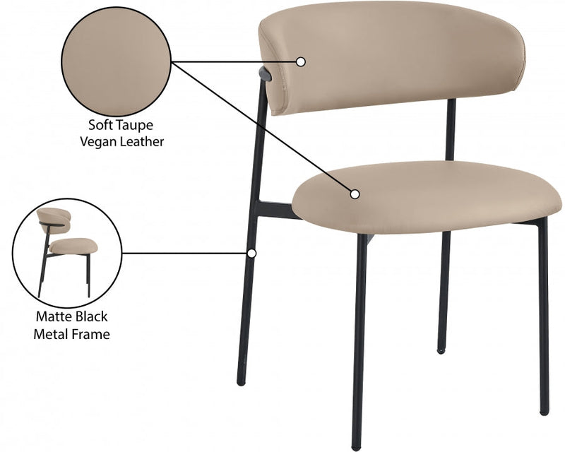 Lupita Vegan Leather Upholstered Dining Chair in Taupe, Set of 2 - 760Taupe-C