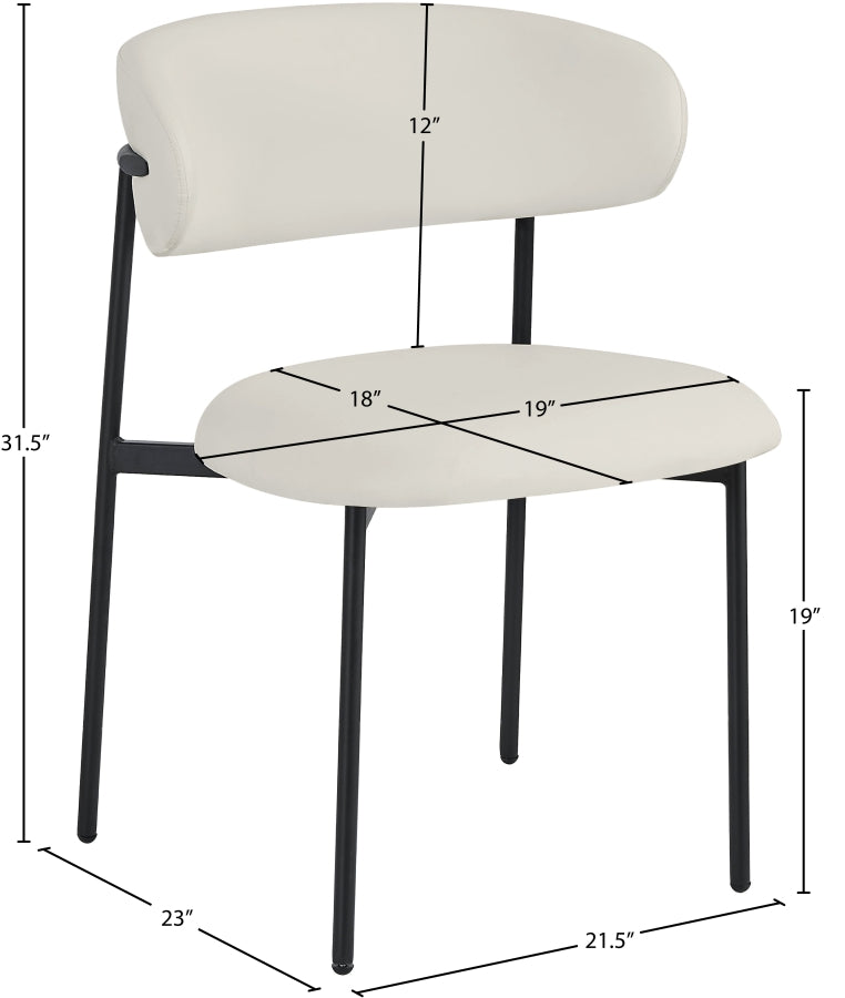Lupita Vegan Leather Upholstered Dining Chair in White, Set of 2 - 760White-C
