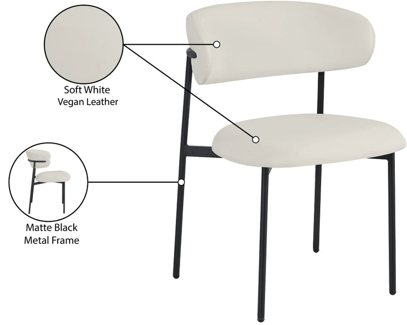 Lupita Vegan Leather Upholstered Dining Chair in White, Set of 2 - 760White-C