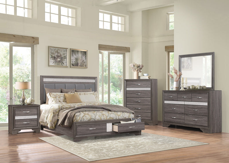 Luster Gray Upholstered Storage Platform Bedroom Set - Gate FurnitureBedroom Set